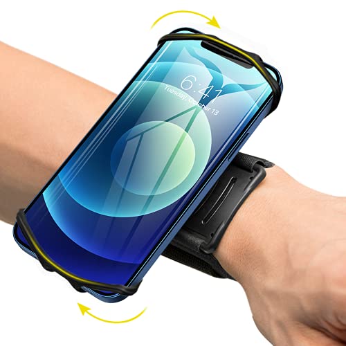 VUP Wristband Phone Holder for Running, 360° Rotatable Forearm Sports Armband for iPhone 17/16/15/14/13/Pro Max/Pro/Mini/12/11/SE 2020/Xs/XR/X/8/7/Plus, Fits All 4-6.7 Inch Smartphones (Black-Small)