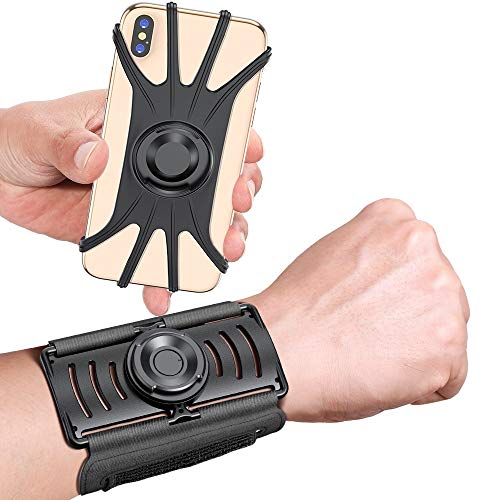 VUP Detachable Running Wrist Band 360°Rotatable for iPhone 17/16/15/14/13/Pro Max/Pro/Mini/12/11, Fits All 4-6.9 Inch Smartphones, with Key Holder,Phone Holder for Hiking Biking (Black)