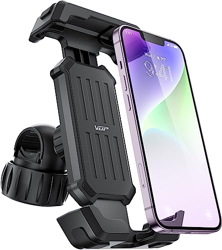 VUP Bike Phone Holder,Motorcycle Phone Mount,Bicycle Phone Mount Handlebar Cell Phone Clamp for Scooter, Compatible with iPhone Samsung,Black